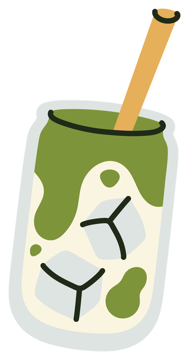Illustrated iced matcha drink